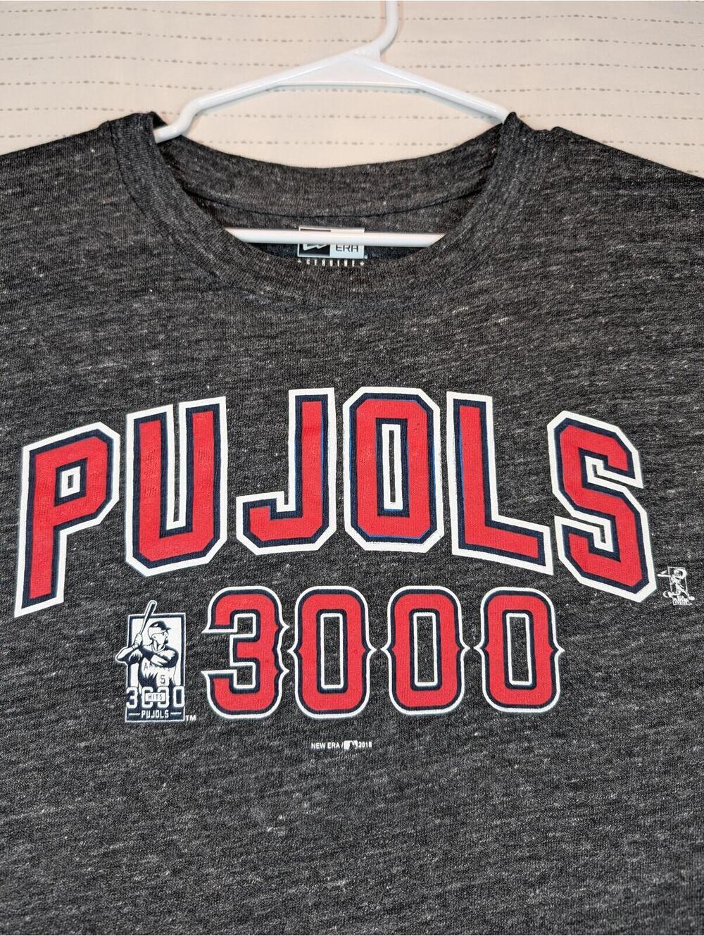 New Era Pujols 3000 Angels MLB Baseball Graphic Crewneck T-Shirt Mens Large